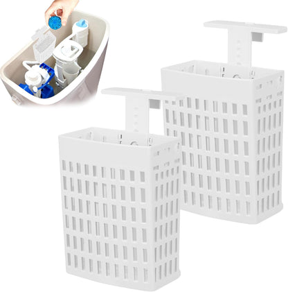 Toilet Tank Cleaning Tablet Holder, Hanging Holder with Adjustable Hook to Hang Toilet Cleaner Box, Can Collect Residue Inside the toilet, White