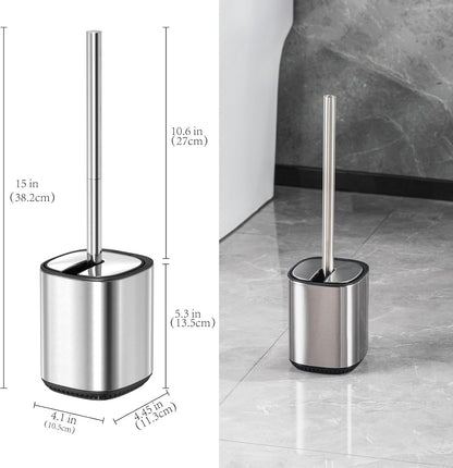 Toilet Brush and Holder Set Toilet Bowl Brush Stainless Steel Automatic Open lid Toilet Bowl Cleaner Brush Set Toilet Scrubber Kit Toilet Cleaning Brush for Bathroom