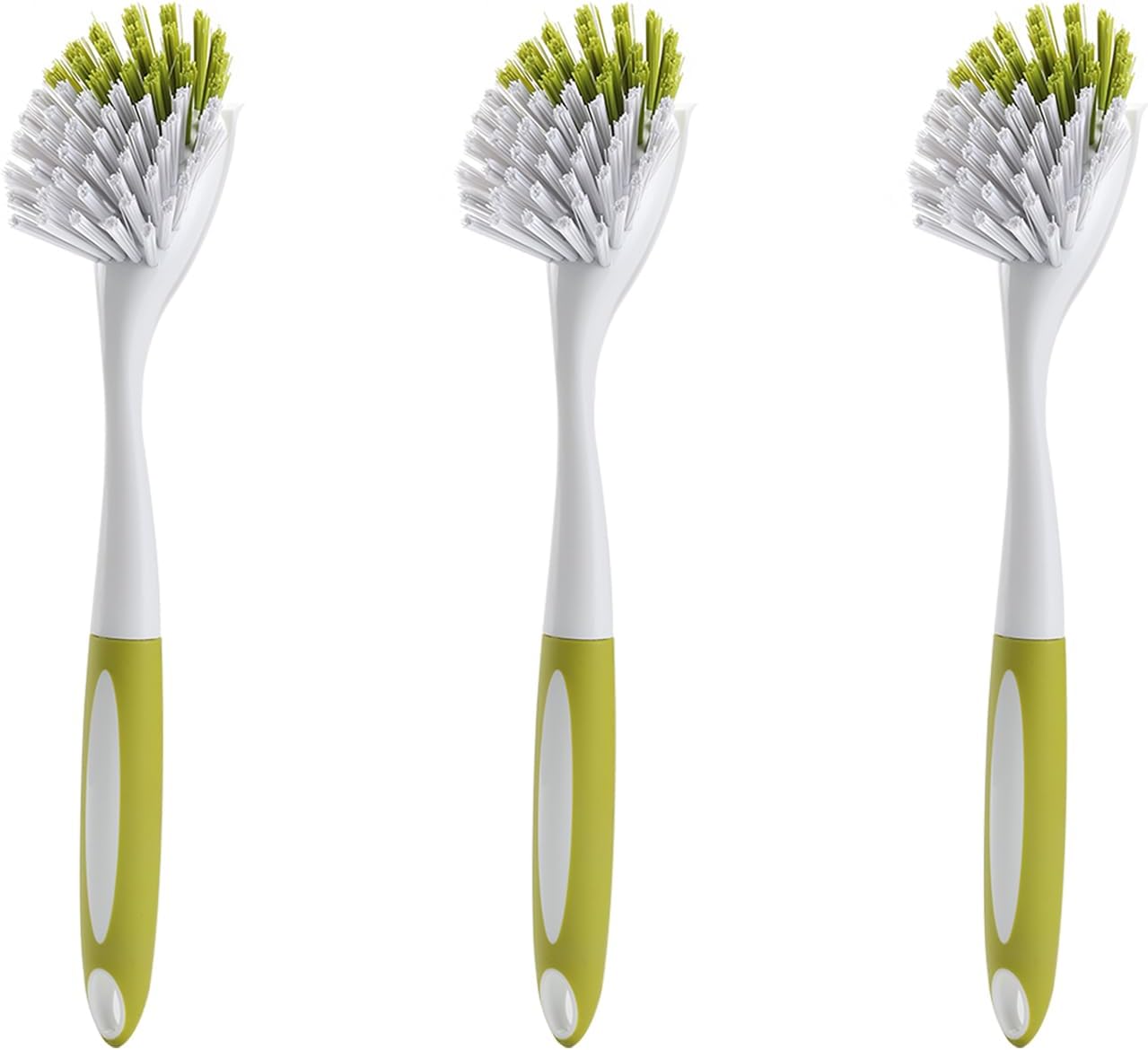 Dish Brush with Handle, Stiff Bristles Dish Scrubber for Pots, Pans & Sink Cleaning, 3 Pack