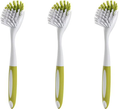 Dish Brush with Handle, Stiff Bristles Dish Scrubber for Pots, Pans & Sink Cleaning, 3 Pack