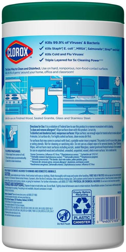 Disinfecting Wipes, Fresh Scent, 7 x 8, White, 75/Canister, 6 Canisters/Carton