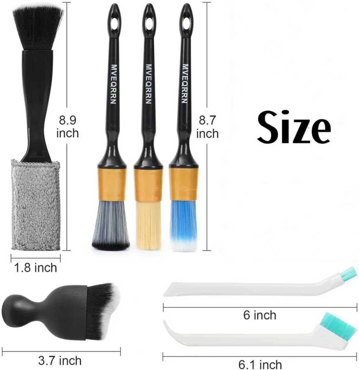 10PCS Car Detailing Brush Set,Boars Hair Car Cleaning Detail Brush kit,Ultra Soft No Scratch Car Dust Brush,Car Interior Detailing Brushes Kit,Detail Brushes Car Detailing for Interior Exterior(gold)