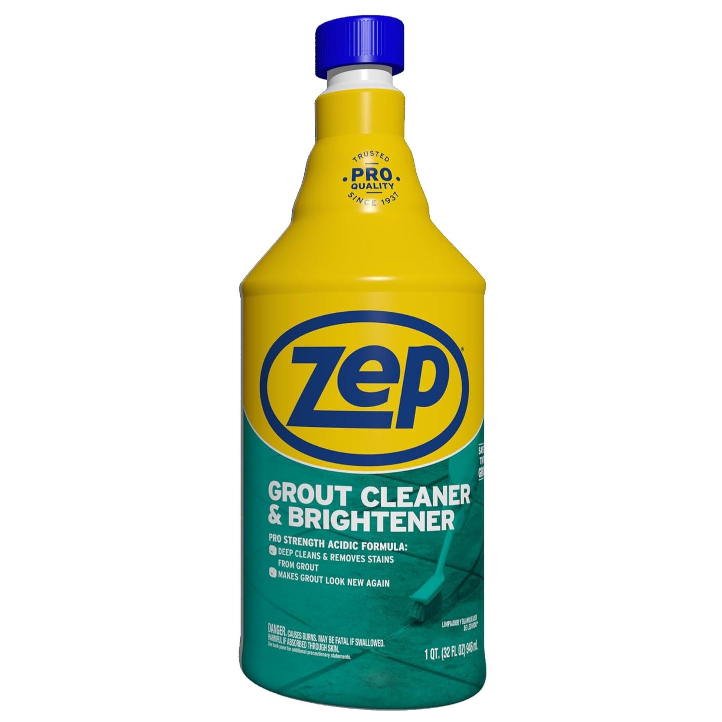 Zep Industrial Grout Cleaner and Brightener - 32 oz (Pack of 4) ZU104632 - Deep Cleaning Pro Formula
