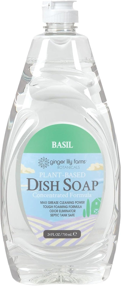 Ginger Lily Farms Botanicals Plant-Based Liquid Dish Soap, Concentrated Formula with Max Grease Cleaning Power, Cruelty-Free, Fragrance-Free, 1 Gallon Refill (128 Fl. Oz.), Clear