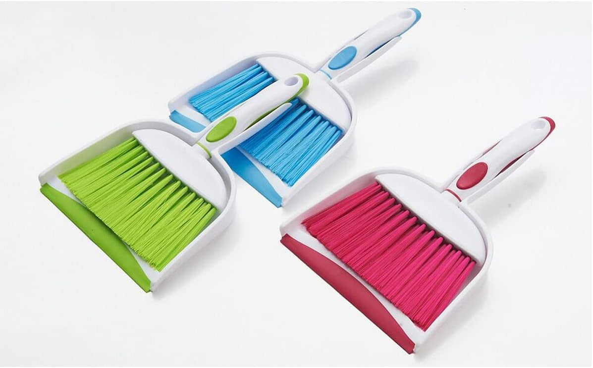 Mini Broom and Dustpan Set-Mini Whisk Set for Desk, Housekeeping, Office, Kitchen, Pet Nest, etc.,Daily Cleaning Necessity Plastic Mini Dustpan Set (Gray)