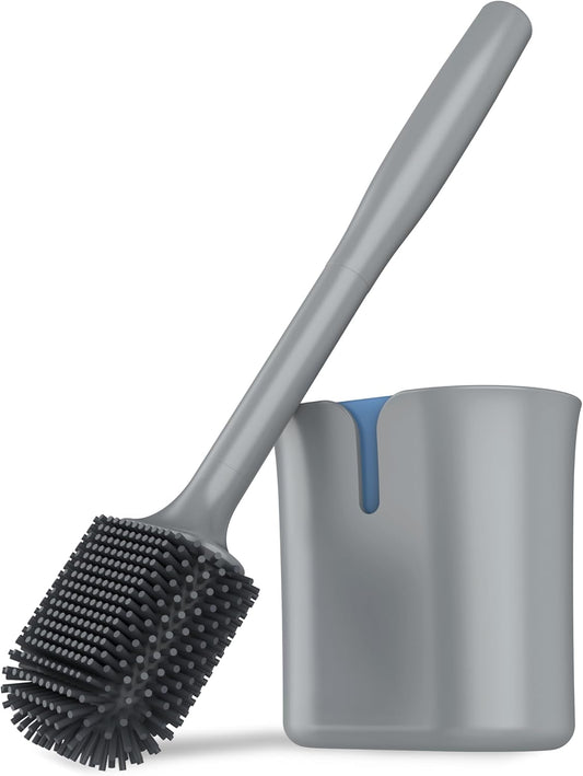 MR.SIGA Toilet Brush and Holder, Wall Mounted Toilet Brush for Bathroom Cleaning, Compact Toilet Brush with Holder Set, White, 1 Pack