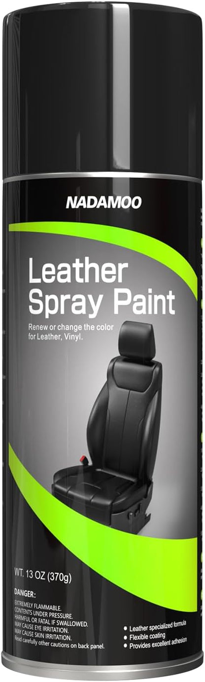 NADAMOO Leather Spray Paint Semi-Gloss Black 1 Can - Flexible Finish Vinyl Coating for Furniture, Car Seats, Bags, Couches, Shoes, DIY, Home & Auto