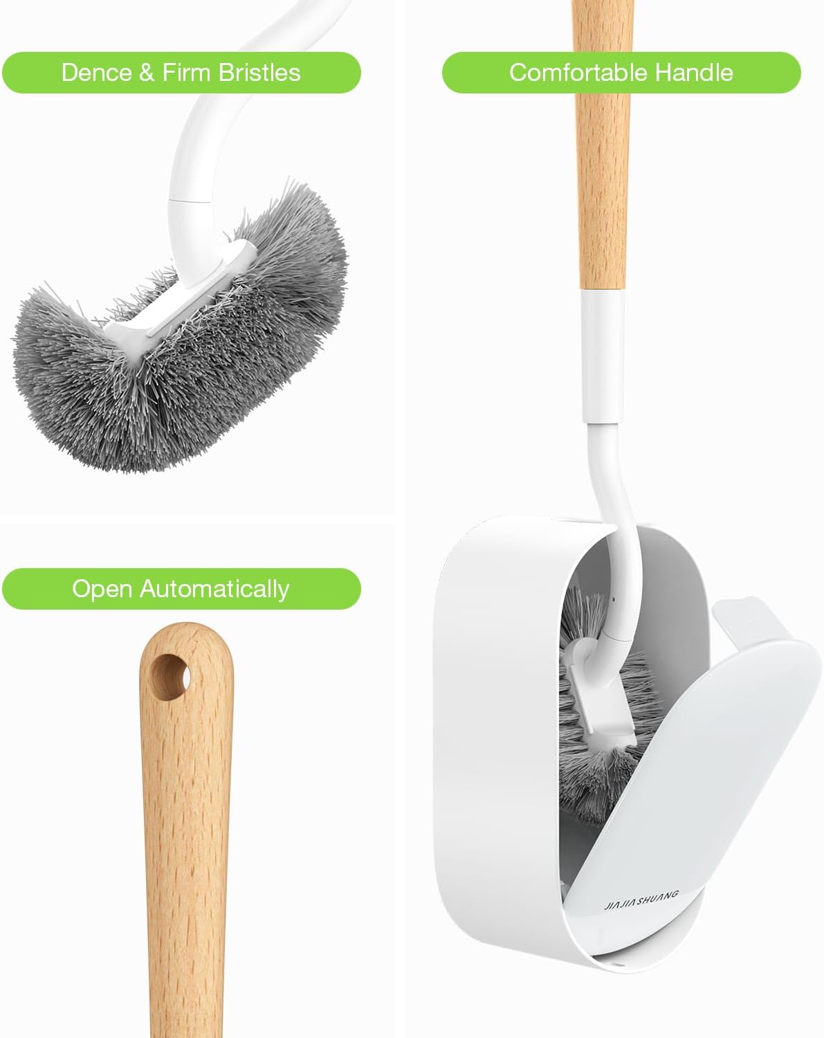 Toilet Bowl Brush and Holder, OSCIOSS Toilet Brush Set with Ergonomic Design, Compact Size, Durable Bristles, RV Toilet Brushes & Holders for Dead Corner Clean, White
