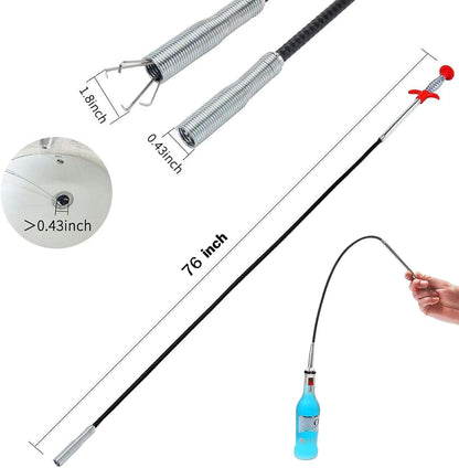 (76 inch) Drain Snake, Drain Clog Remover - Gutter Cleaning Tools Cleaner for Toilet Sewer Shower Kitchen Bathroom Tub Tool, Flexible Grabber Claw Pick Up Reacher