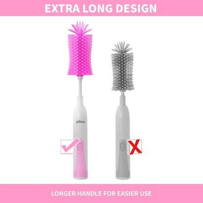 Electric Bottle Brush Cleaner, Portable Electric Baby Bottle Brush Cleaner for Travel, Rechargable Travel Bottle Cleaner Kit with Nipple & Straw Brush, Perfect Mom Essentials After Birth Gift, Green
