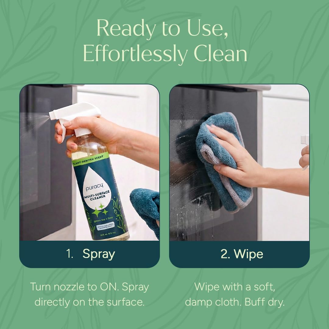 Puracy All-Purpose Cleaning Wipes – Non Toxic All Purpose Cleaner for Grease & Grime, Appliance Wipes, Lemongrass Scent (10.8 oz, 1 Pack, 50 Count)