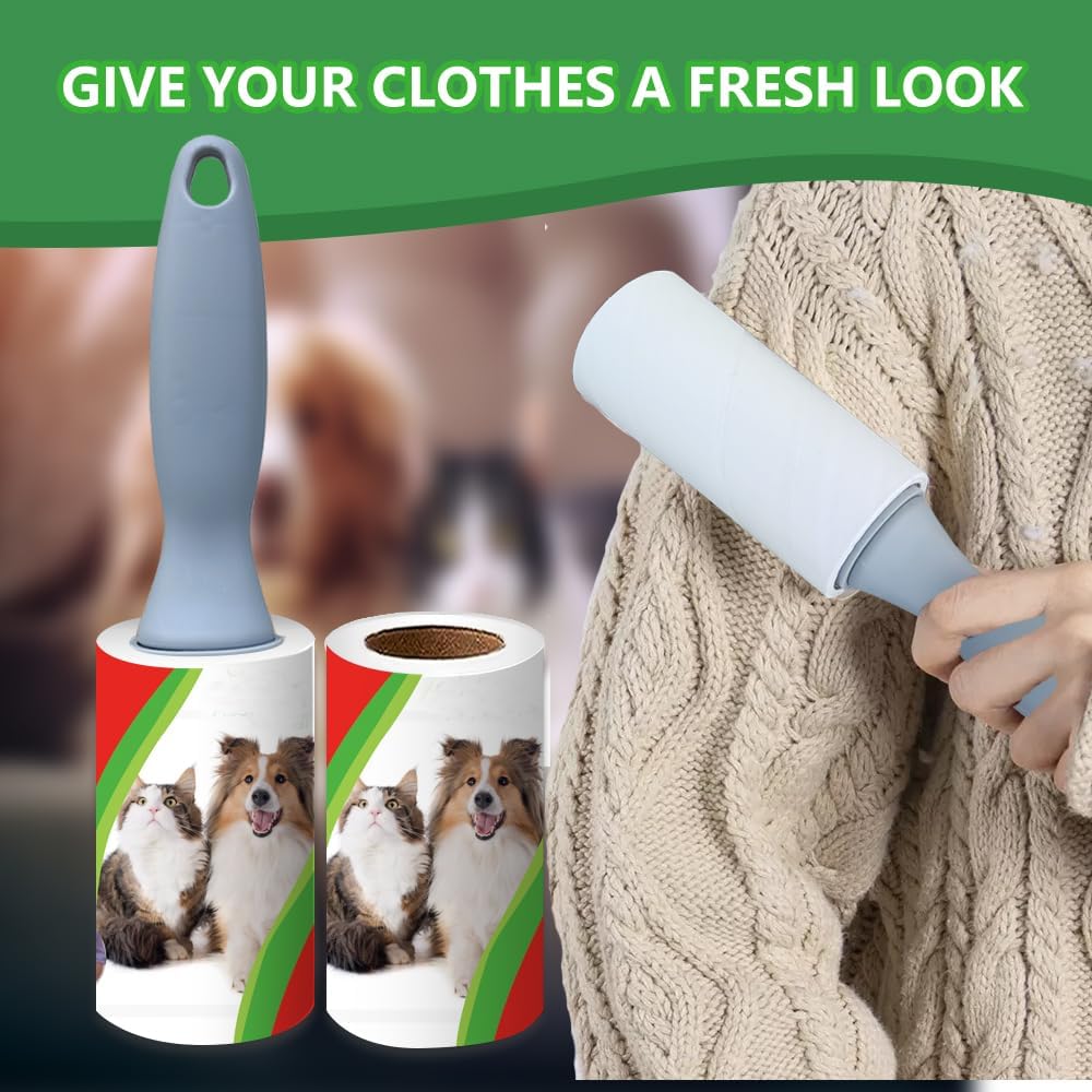 Lint Rollers for Pet Hair Extra Sticky, 600 Sheets Value Set Lint Roller with 2 Upgraded Handles, 6 Rollers Portable Pet Lint Remover for Clothes, Furniture, Carpet, Dog & Cat Hair Removal