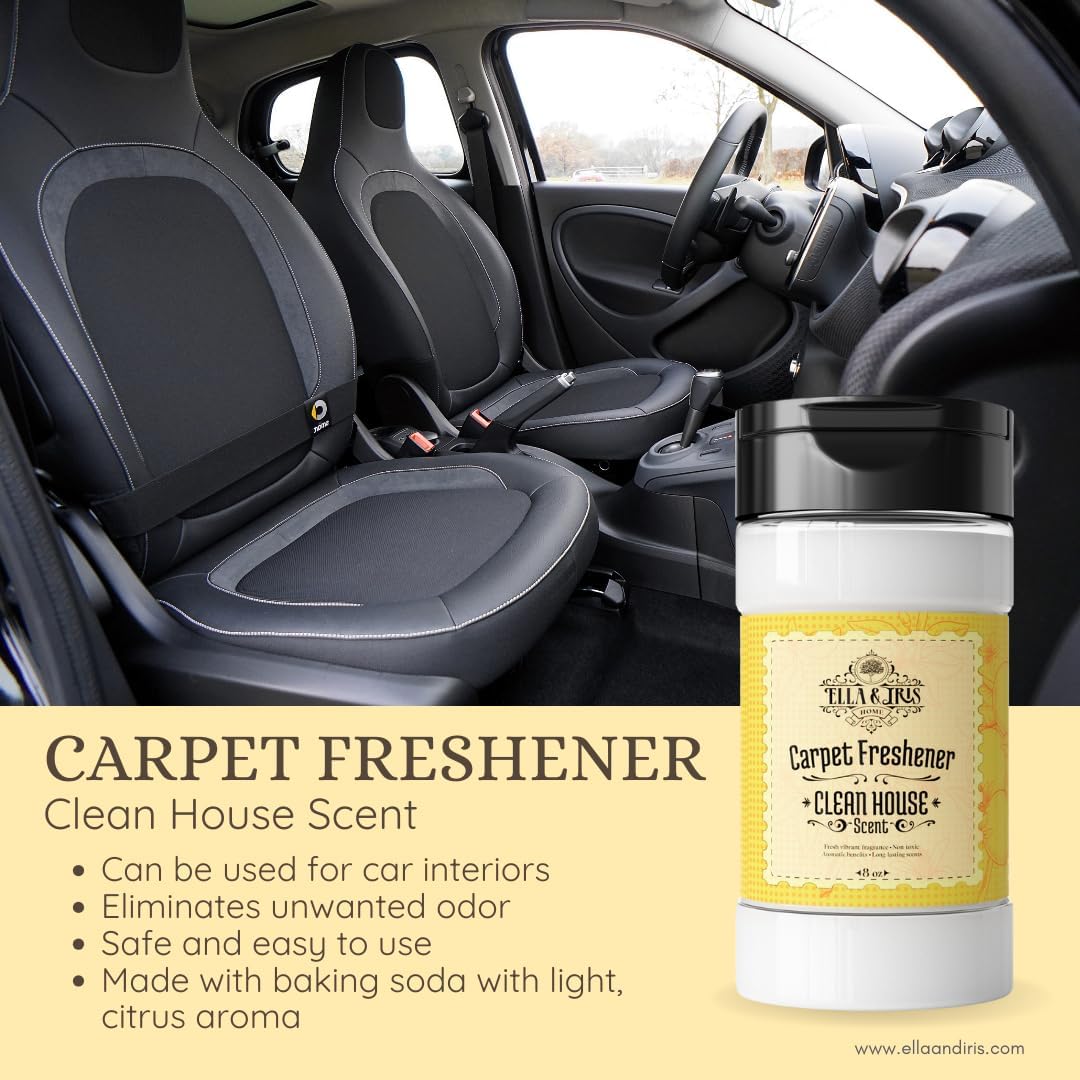 Ella & Iris Home Jamaican Hibiscus Carpet Freshener – Tropical Scent Natural Odor Eliminator & Deodorizer | Safe for Carpets, Rugs, Upholstery & Car Interiors | Made with Baking Soda