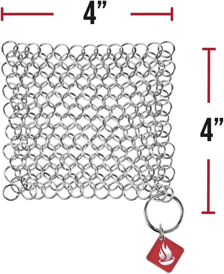 CM SCRUBBER Knapp Made Original 4" Chainmail Scrubber - Cleaner For Cast Iron, Stainless Steel, Hard Anodized Cookware and Other Pots & Pans