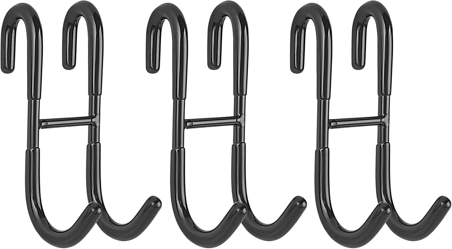 Simtive Shower Door Hooks (2-Pack), Towel Hooks for Bathroom Frameless Glass Squeegee Hooks, Black