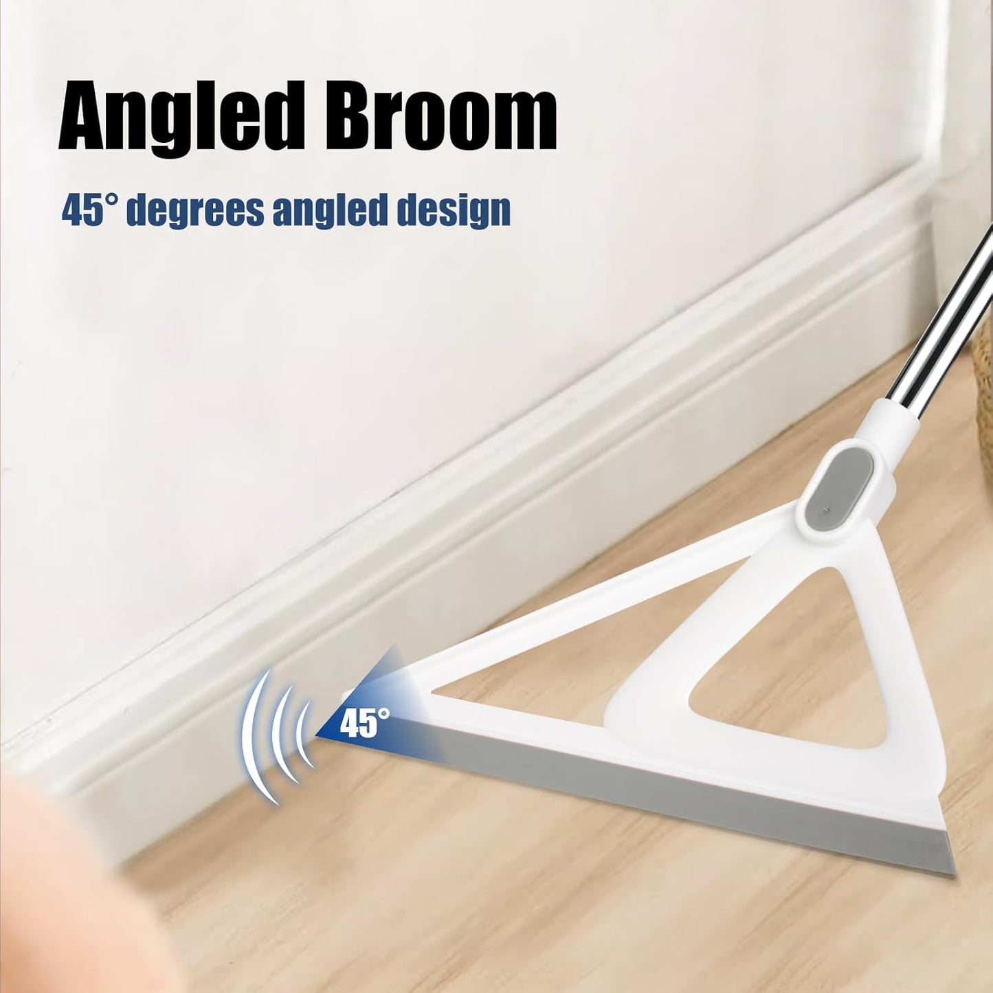 Multifunction Silicone Broom，Squeegee Broom Sweeping Water and Pet Hair，Rubber Broom Sweeper for Floor Bathroom Kitchen Shower，Rugs，Glass Windows（White）