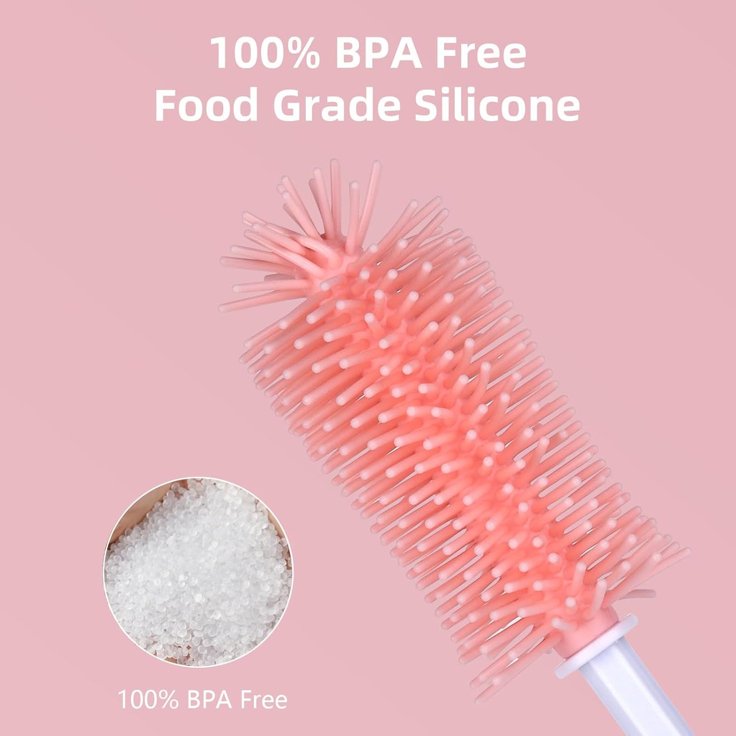 Silicone Bottle Cleaning Brush,Baby Travel Essential Bottle Brush Set, 3 in 1 Silicone Brush, Nipple Brush, Straw Brush