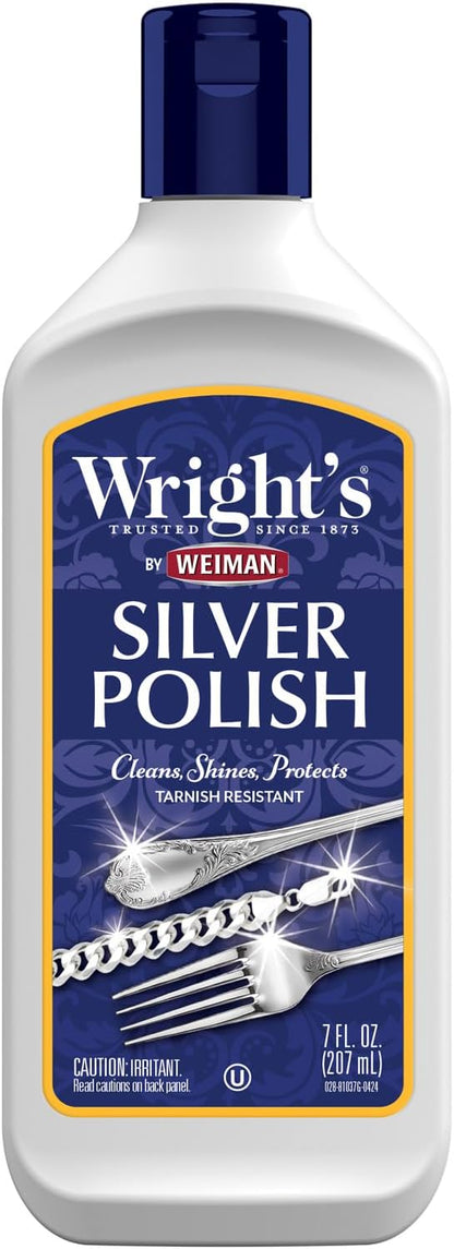 Wright's Silver Cleaner and Polish - 7 Ounce - Ammonia Free - Use on Silver, Jewelry, Antique Silver, Gold, Brass, Copper and Aluminum
