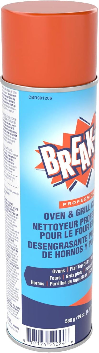 Diversey Break-Up Professional Oven & Grill Cleaner, Heavy Duty Grease Remover for Grill Grates, Ovens, Flat Tops & Vent Hoods, 19 oz Aerosol Spray
