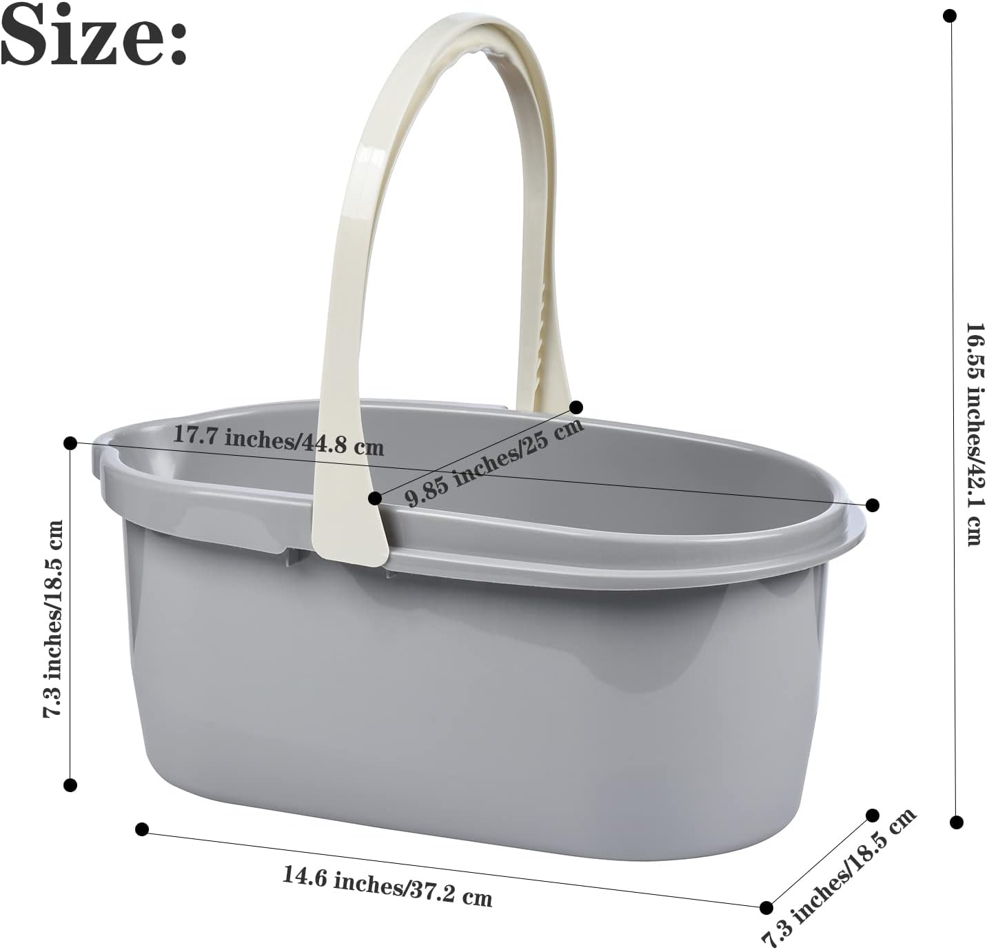 Haundry 4.5 Gallon Cleaning Bucket, Good Grips Household Mop Bucket for Cleaning Supplies, Cleaning Caddy Organizer Basket with Handle, 17.1L, White