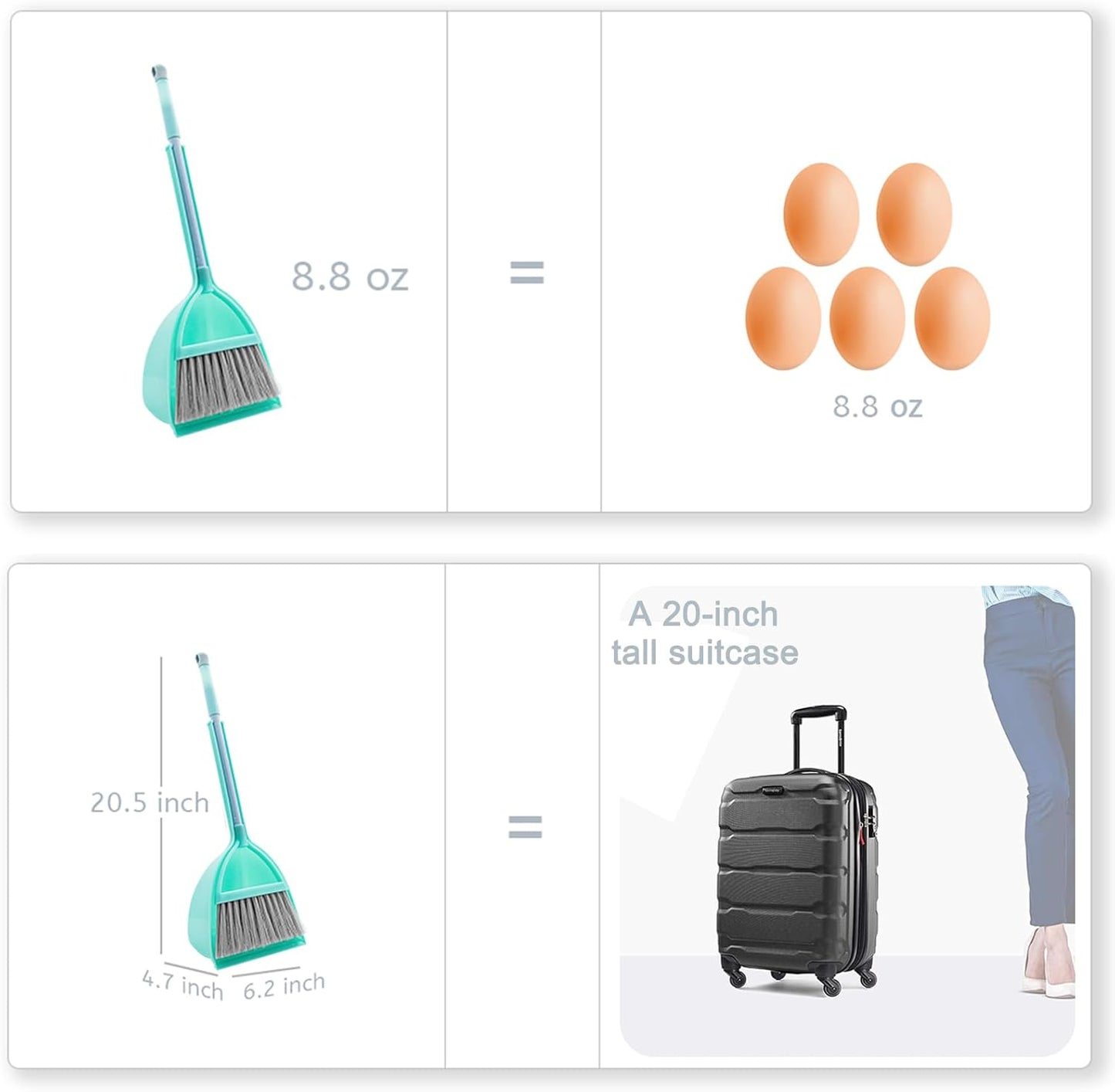 Small Broom and Dustpan Set, Household Mini Broom and Dustpan Set, Mini Broom and Cleaning Set Suitable for Various Small Areas (White)