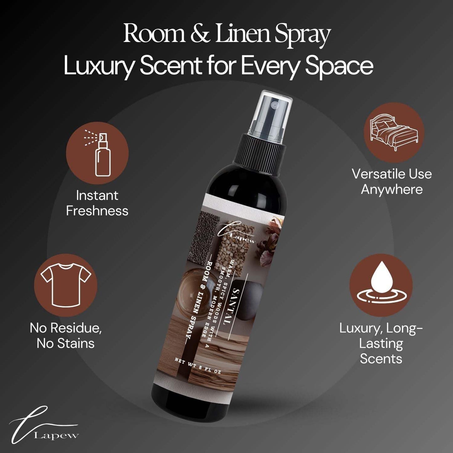 Lapew Room & Linen Spray | Fragrance Mist for Home, Car & Office | Fabric & Air Freshener | Neutralizing Mist | Made in USA | Cozy Cinnamon & Apple - Colors B