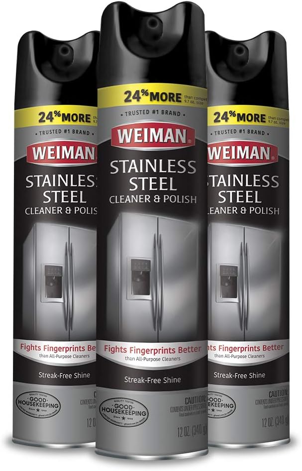 Weiman Stainless Steel Cleaner and Polish Trigger Spray, 12 Fl Oz (Pack of 6)