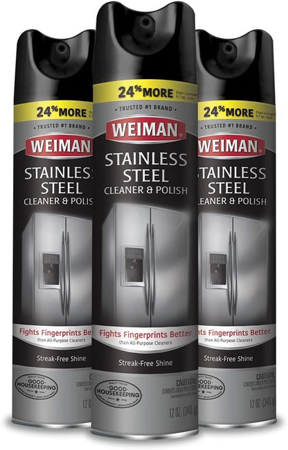 Weiman Stainless Steel Cleaner and Polish Trigger Spray, 12 Fl Oz (Pack of 6)