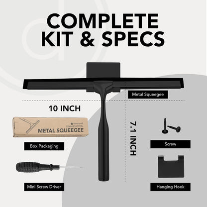 Squeegee for Shower Door, Car Windshield, and Glass Window - 2 Extra Silicone Replacement Blades - Foam Handle - Black
