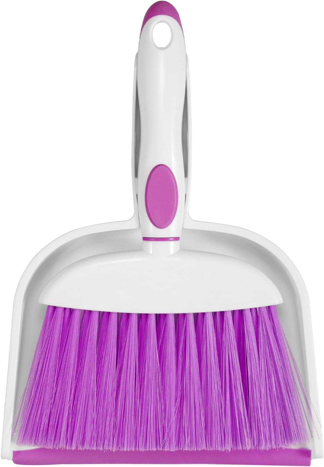 NACENA Small Dust Pan and Brush Set, Mini Broom and Dustpan Set Small Hand Broom and Brush Combo Dust Pan with Teeth for Home Cleaning Drawers Desktop Sofas and Outdoor, White & Gray
