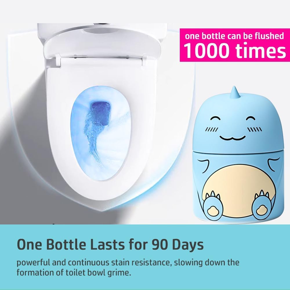 Cute Dinosaur-Shaped Toilet Bowl Cleaner Bottle, Bathroom Toilet Tank Cleaner with Ocean, Jasmine, and Peach Scent,Three bottles can be used for 9 months (Ocean&Peach&Jasmine)