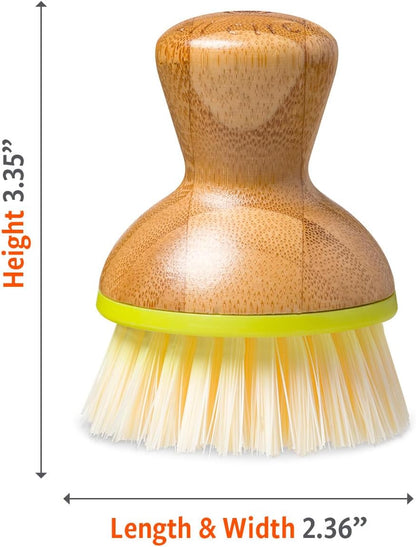 Full Circle Bubble Up Bamboo Dish Brush & Ceramic Soap Dispenser – Family Safe, Formaldehyde-Free – Kitchen Scrub Brush for Dishes, Nonstick & Cast Iron, White