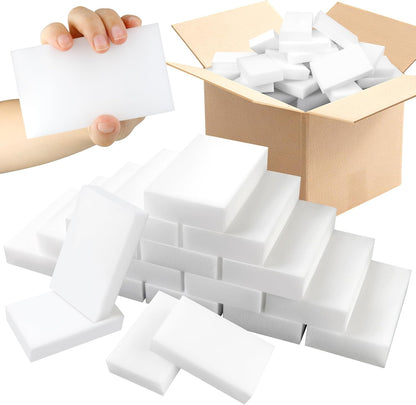 100 Pack Melamine Sponge Eraser, Non-Scratch Melamine Sponges in Bulk, Multi Surface Power Scrubber Foam Cleaning Pads for Bathtub, Floor, Baseboard, Bathroom, Wall Cleaner - White Sponges