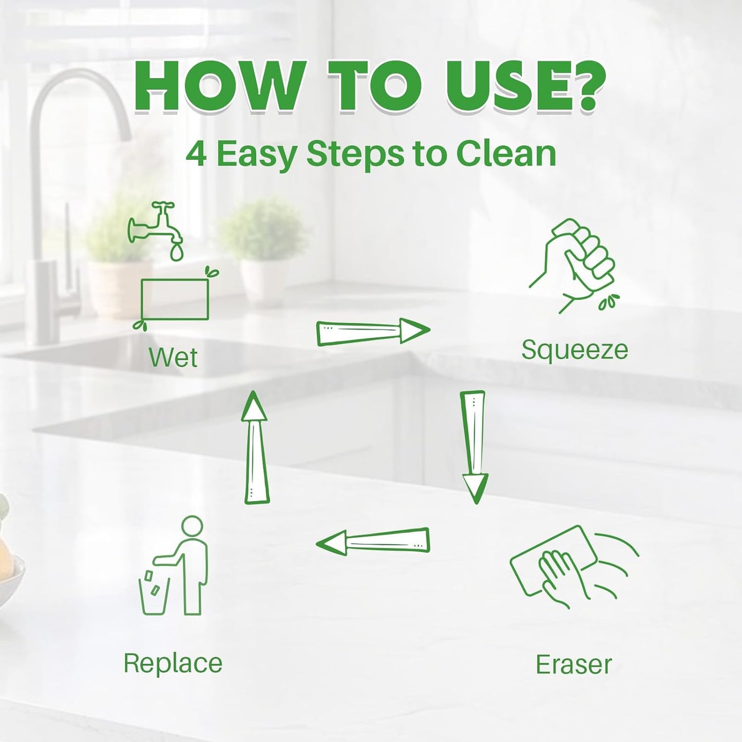 52 PCS Magic Sheet Eraser Sponge, GRS Certified, Ultra Thin for Cleaning Hard-to-Reach Place, Disposable & Portable, Deep Clean with Water Only for Cup Plate Sink Kitchen Bathroom
