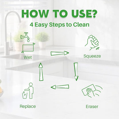 52 PCS Magic Sheet Eraser Sponge, GRS Certified, Ultra Thin for Cleaning Hard-to-Reach Place, Disposable & Portable, Deep Clean with Water Only for Cup Plate Sink Kitchen Bathroom