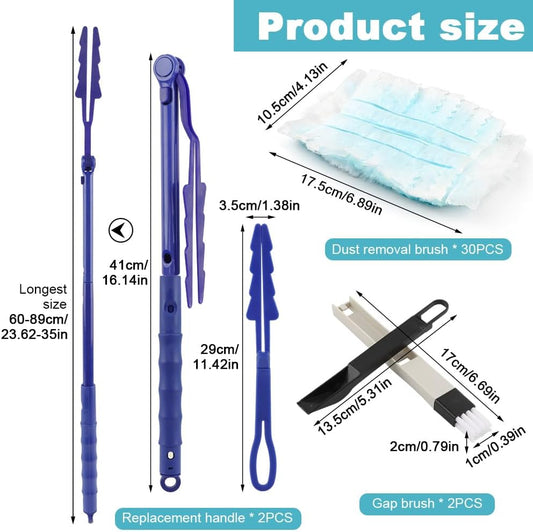 30 Count 360° Heavy Duty Duster Refills Compatible with Swiffers, Feather Duster Refill Disposable Dusters Kit with 2 Handles and 2 Crevice Brushes