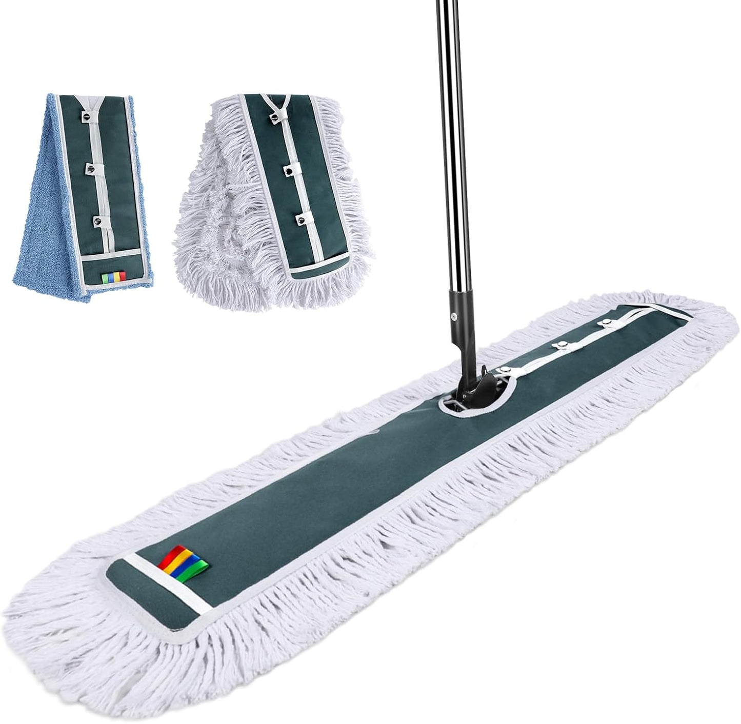 Mops for Floor Cleaning, Masthome Flat Dust Mop with 4 Reusable Pads, 2-Sided Microfiber Dust Mop for Wet & Dry Use, Flat Flip Mops for Hardwood, Laminate, Vinyl,Kitchen, Tile -1 Scraper