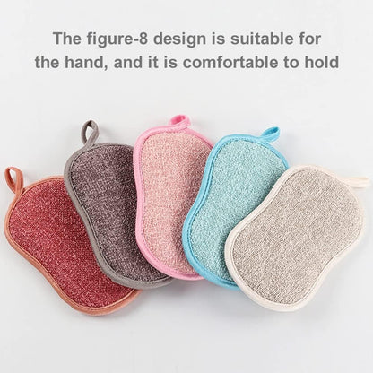 Sided Dishwashing Sponge Wipe Block Brush with Degreasing Function Household Kitchen Magic for Removing Oily Stains