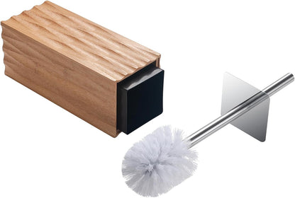 GOBAM Bamboo Toilet Bowl Cleaner with Holder for All Toilet Types - Hidden Stainless Steel Toilet Brush - Bathroom Cleaning Brushes - Toilet Accessories - Natural