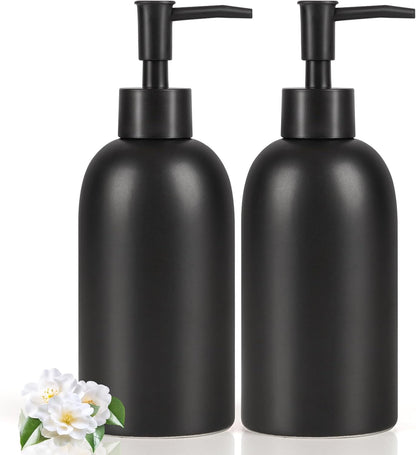 Natheeph Dish Soap Dispenser, Hand Soap Dispenser Ceramic Bottle, Refillable Liquid Great for Kitchen Dish Soap, Hand Soap, Essential Oil & Lotion (Bright White)