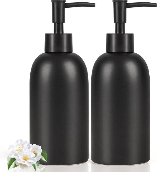 Natheeph Dish Soap Dispenser, Hand Soap Dispenser Ceramic Bottle, Refillable Liquid Great for Kitchen Dish Soap, Hand Soap, Essential Oil & Lotion (Bright White)