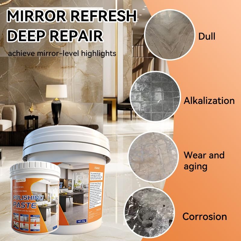 Professional Nature Stone Polishing Kit with Paste | Sealer & Protectant for Marble, Granite, Quartz Countertops, Floors & Walls - Must Be Used with Polishing Machine (1kg)
