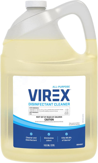 VIREX Diversey CBD540540 All Purpose Disinfectant Cleaner, For Home & Commercial Use, Kills 99.9% of Germs, Multi-Surface, Lemon Scent, Capped Ready-to-Use Spray, 32-Ounce
