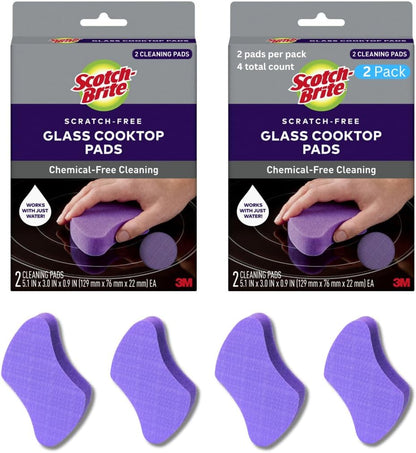Scotch-Brite Scratch-Free Glass Cooktop Pads, Chemical-Free Cleaning, 2 Cleaning Pads - (2-Pack)