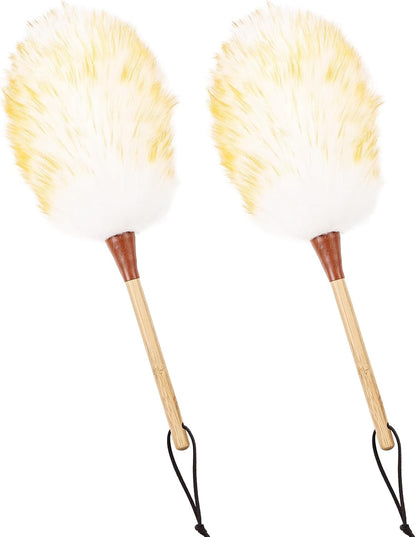 Extendable Lambswool Duster 25-64" Retractable Telescopic Handle Removable Head Multi-Surface Cleaning Tool for Ceiling Fans, Windows, High Walls, and Hard-to-Reach Areas (2pcs)
