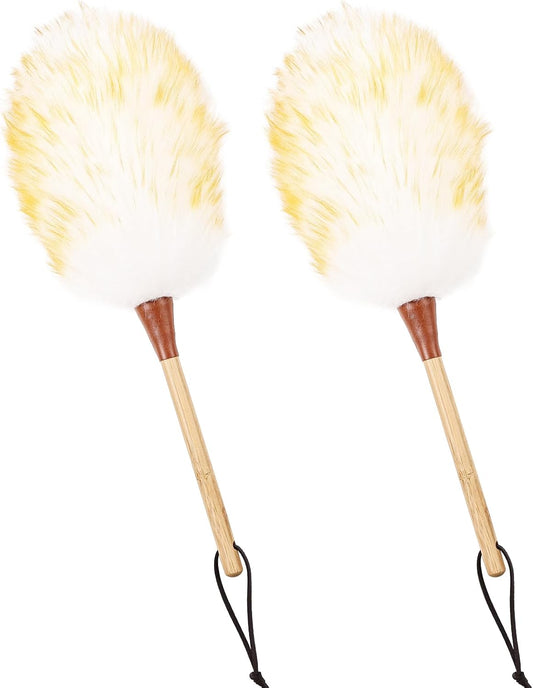 Extendable Lambswool Duster 25-64" Retractable Telescopic Handle Removable Head Multi-Surface Cleaning Tool for Ceiling Fans, Windows, High Walls, and Hard-to-Reach Areas (2pcs)