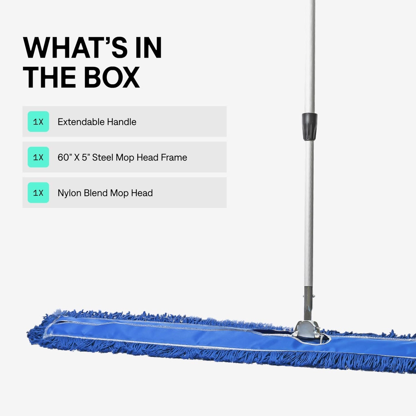 48 Inch Blue Commercial Dust Mop & Floor Sweeper with Extendable Handle – Mop for Hardwood, Tile, and Concrete Floor Cleaning