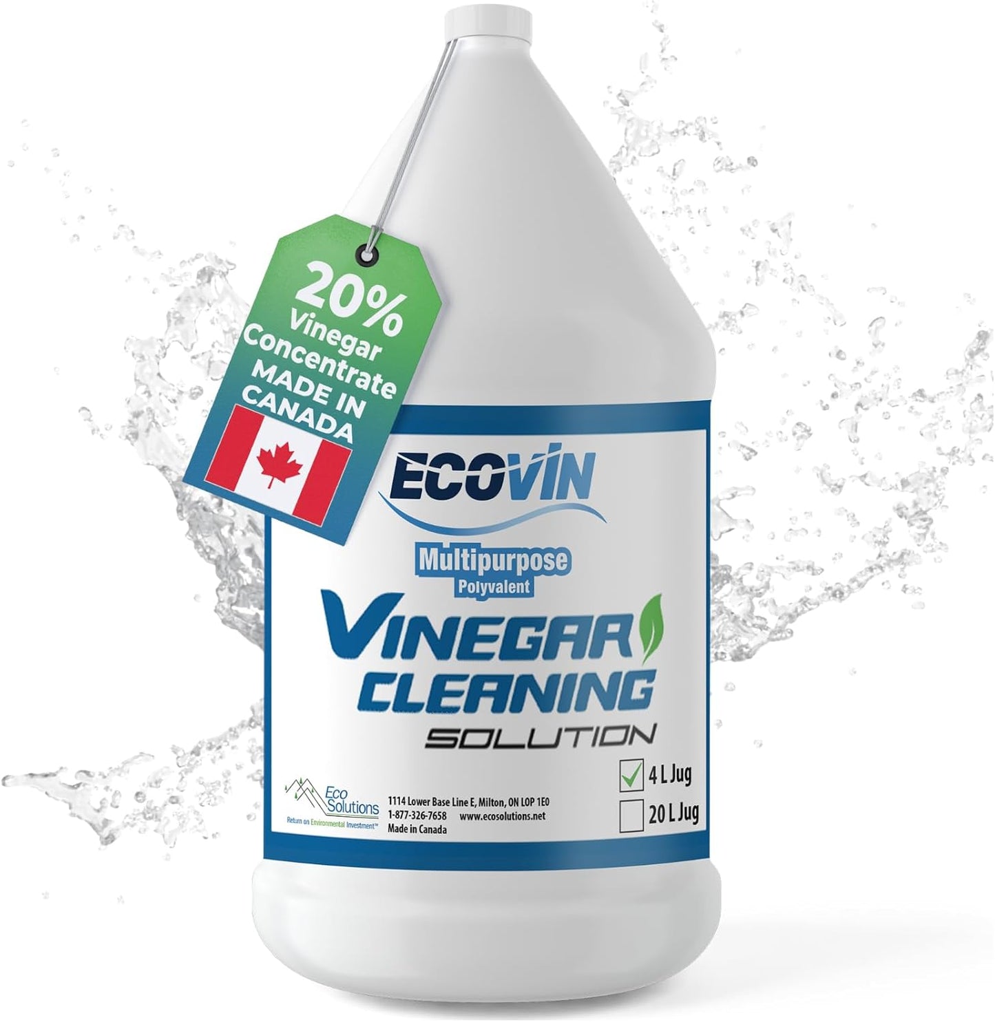 Eco Solutions All Purpose Vinegar Cleaning Solution is a Multi Use Home & Garden Cleaner, 20% Vinegar concentrate - 1 L Spray Bottle