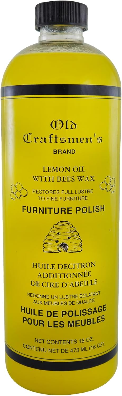 Fox Run Lemon Oil With Beeswax Furniture Polish and Conditioner, 16 ounces, Made in the USA