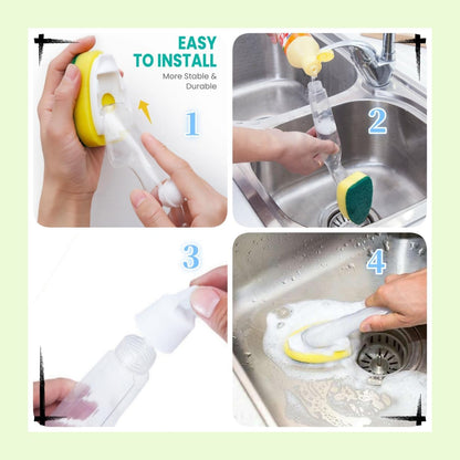 3 PCS Dish Wand with 6Pack Replacement Dish Wand Sponges,Dish Brush Pads Kitchen Cleaning Sets for Kitchen